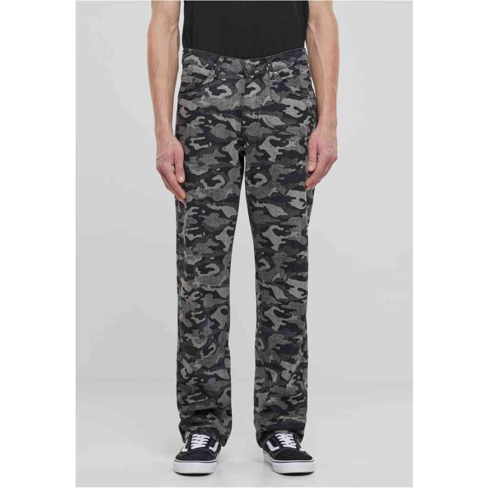 Urban Classics - Laser Camo Printed Jeans Pants standard fit - Black